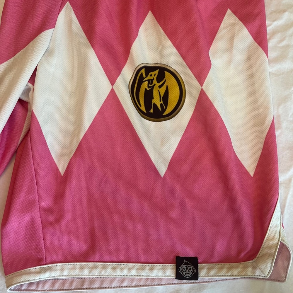 Pink Power Ranger Coin Shorts Men's Large Elastic Athletic - Picture 2 of 4